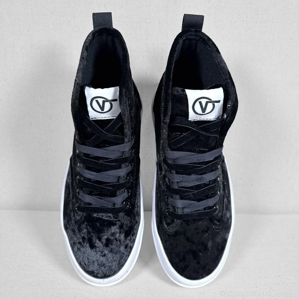 NWOT‎ VANS Sentry WC Crushed Velvet Platform Sneakers | Black | Womens | 6.5